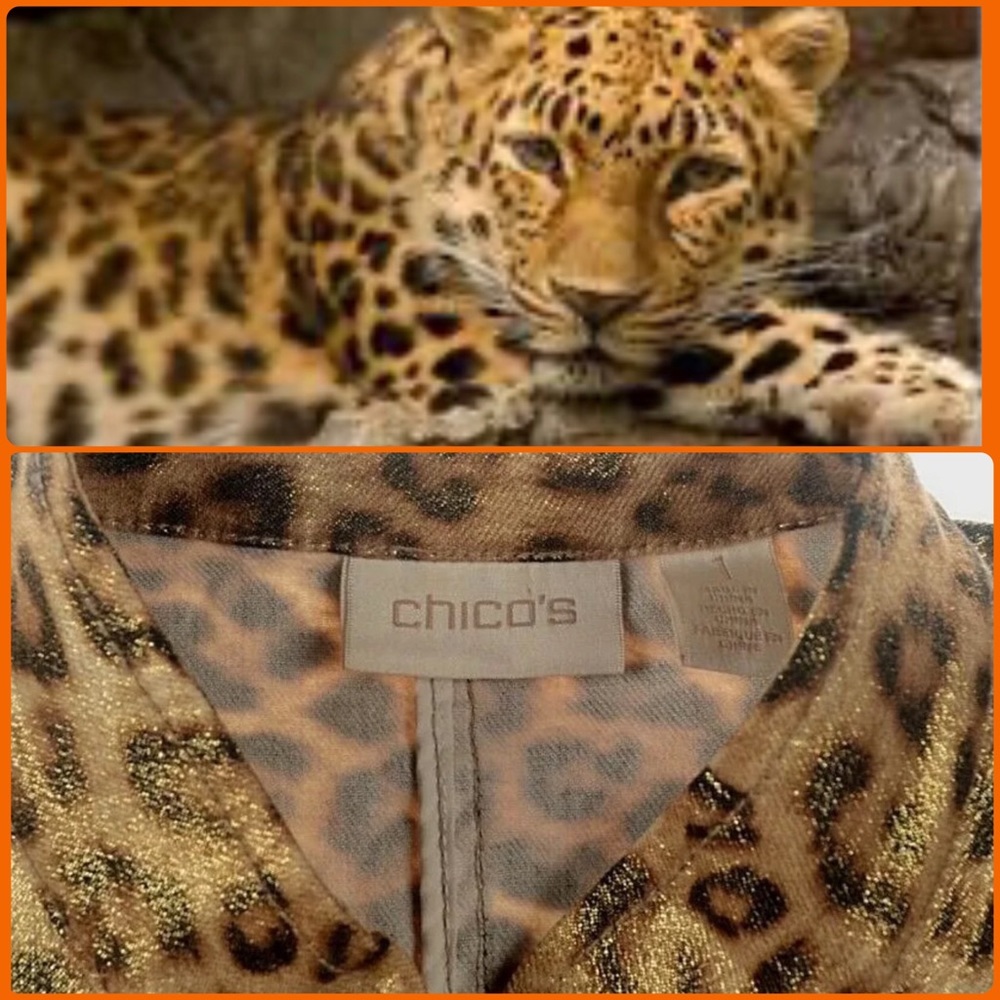 Chico’s NEW gold cheetah lightweight casual jacket